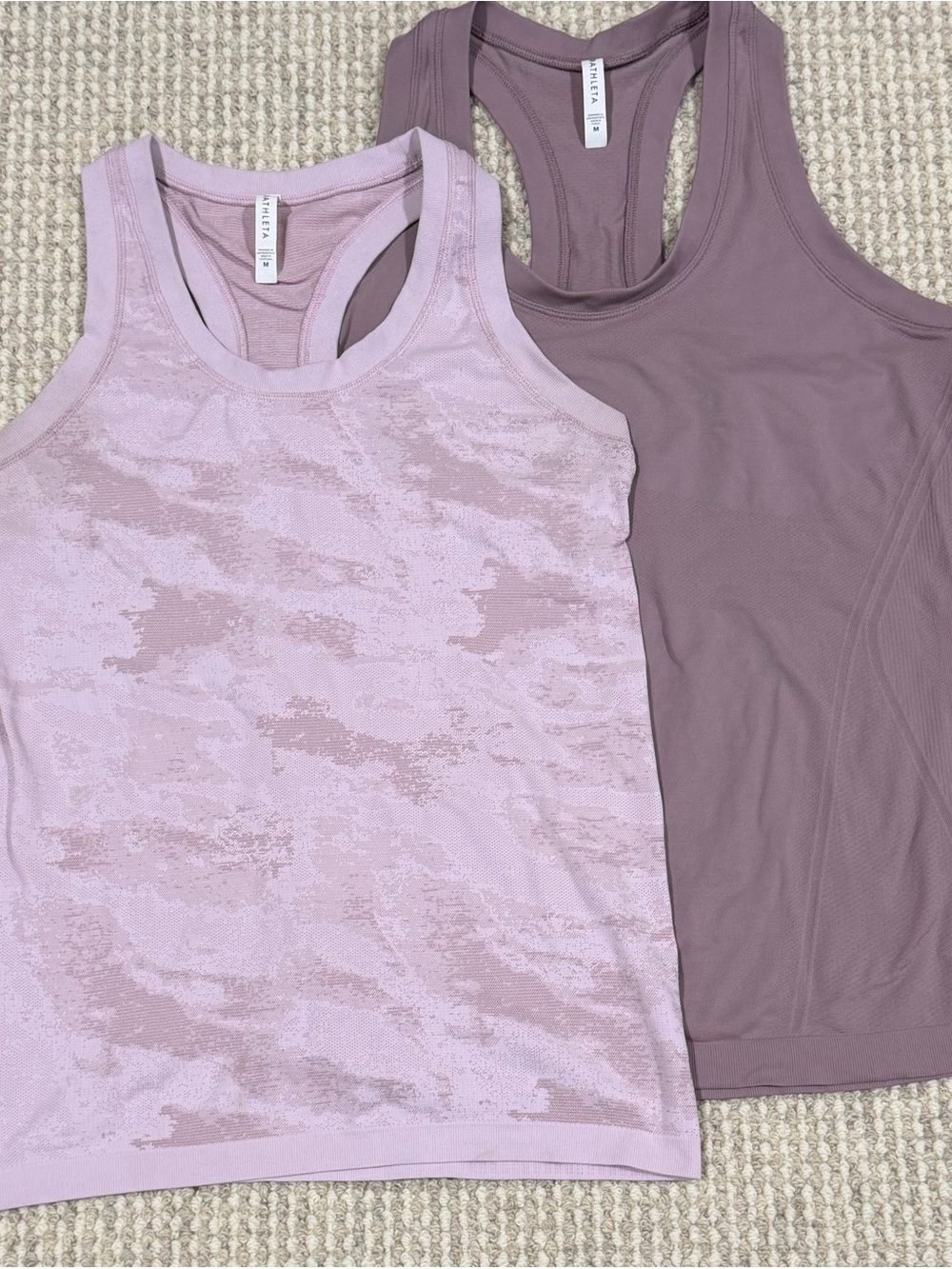 Athleta Lot 2 Womens M Racerback Tank Tops Scoop Neck Breathable Stretch Mauve